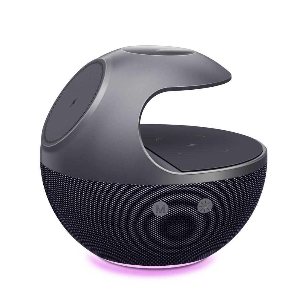 Smart Home 5-in-1 PC Soft Fabric Magnetic 15W Fast Charging Wireless Desktop Phone Holder RGB LED Night Light Multi Function