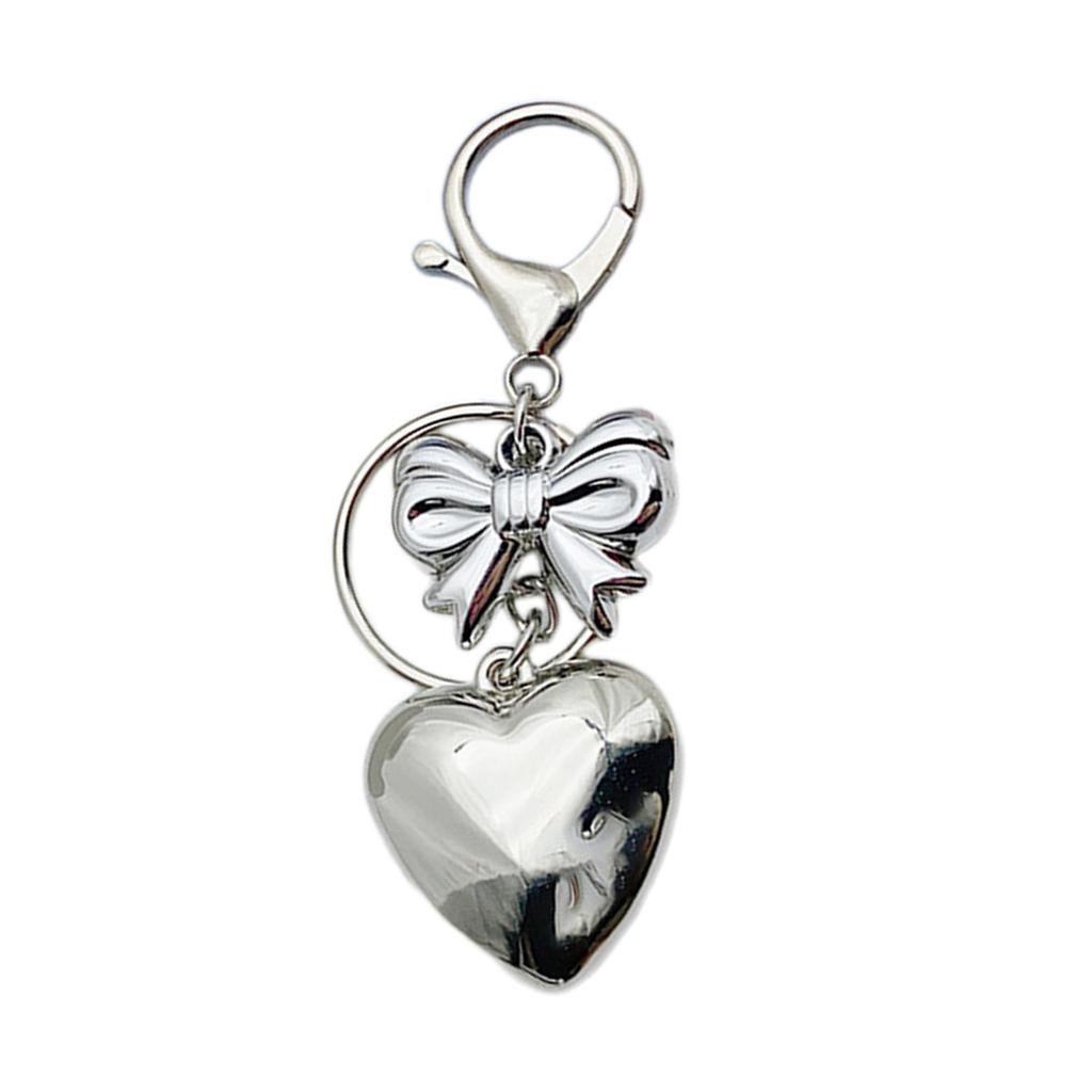 Personalized Heart Shaped Pendant Beautiful Heart Keychain Charm Elegant Bowknot Keyrings for Fashion Enthusiasts