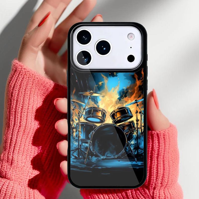 Чехол для телефона с изображением музыкального инструмента Барабан для iPhone 17 Air 16e 15 14 13 Pro Max Задняя крышка для 12 11 Pro Coque