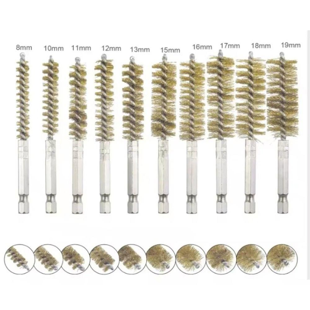 6/8/10/12/14Pcs With Handle Steel Bore Brush Cleaning Brush for Power Drill Impact Driver