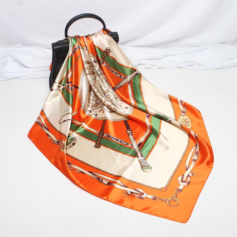 Fashion Square Scarf Women's Scarf Bib Tie Scarf Beach Towel Silk Hijab 90 * 90cm EMA