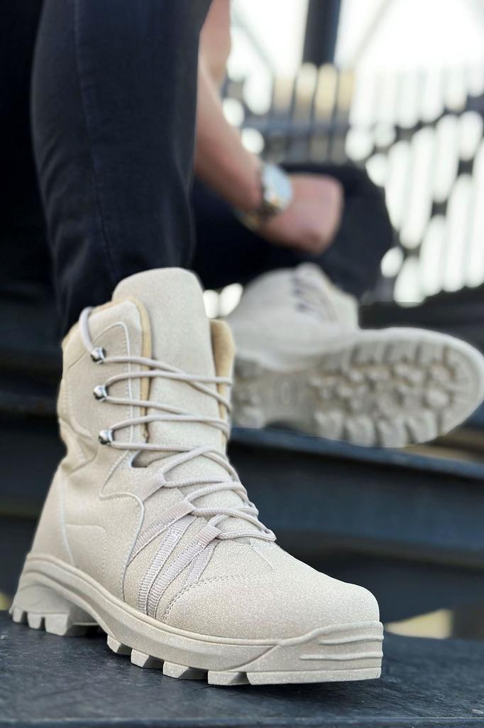 Men's Fashion Flat Heeled Booties Black Lightweight Tactical Boots Boots Shoes