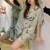 Женская пижама из ледяного шелка, летняя свободная и роскошная тонкая домашняя одежда с короткими рукавами