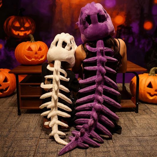 Комплект костюма скелета динозавра Реалистичный плюшевый наряд динозавра с деталями позвоночника Повязка на голову Забавный аксессуар для костюма динозавра