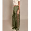 Casual Kant Satin Patchwork Broek Dames Sexy Doorzichtig Hoge Taille Vetersluiting Rechte Broek Lente Zomer Dame Chic Broek