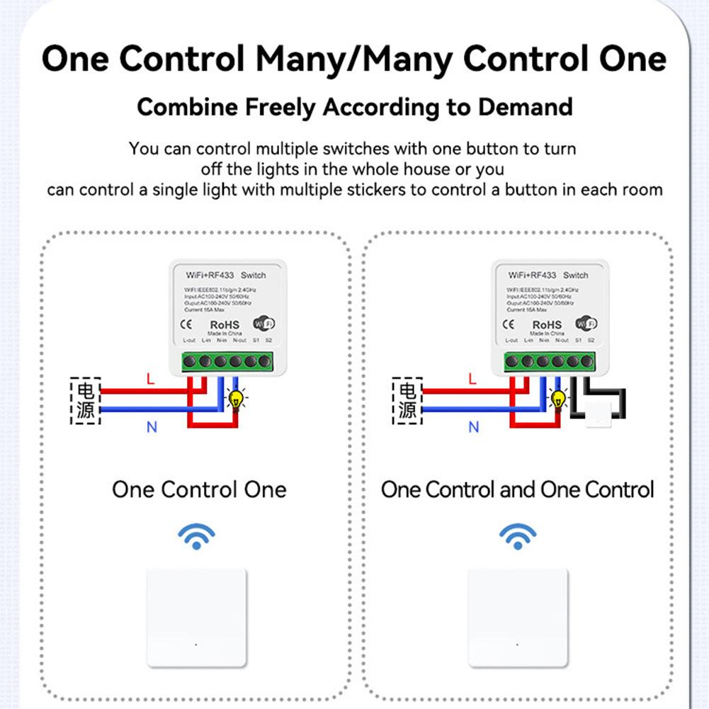 1 шт. Для Tuya WIFI+RF433 16A Умный переключатель Совместимый-Bluetooth Пульт дистанционного управления Переключатель Домашние аксессуары