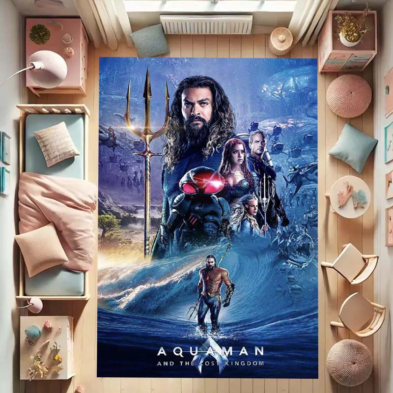 Aquaman fantasy movie rug, suitable for bedrooms, living rooms, and sofa décor; large children's play rug.