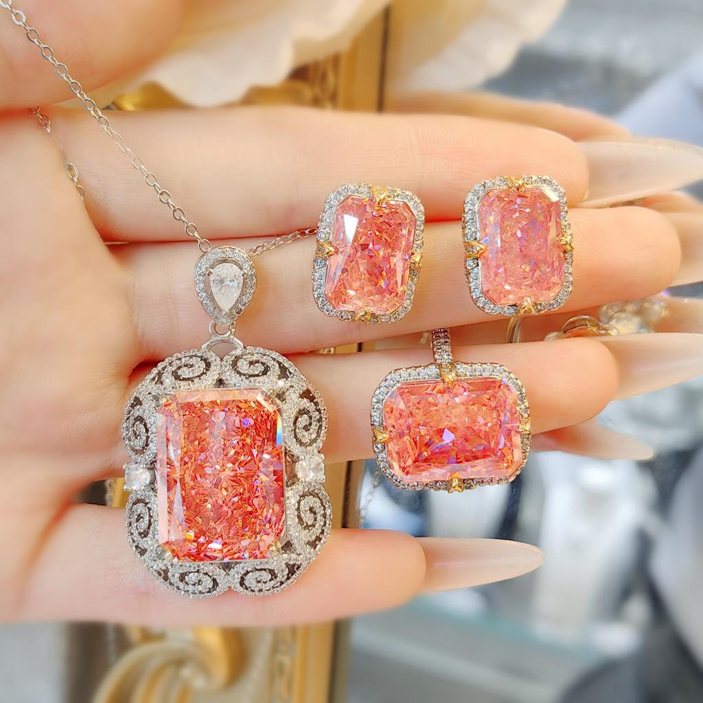 Серьги Color Treasure, кольцо Fanta, набор из фиолетово-желтых бриллиантов