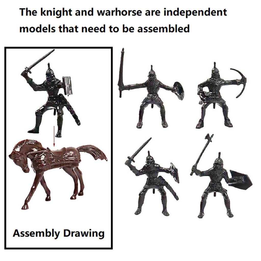 DIY Medieval Castle Building Knight Horse Military Model Medieval Military Plastic Fortress Model Kit for Boys