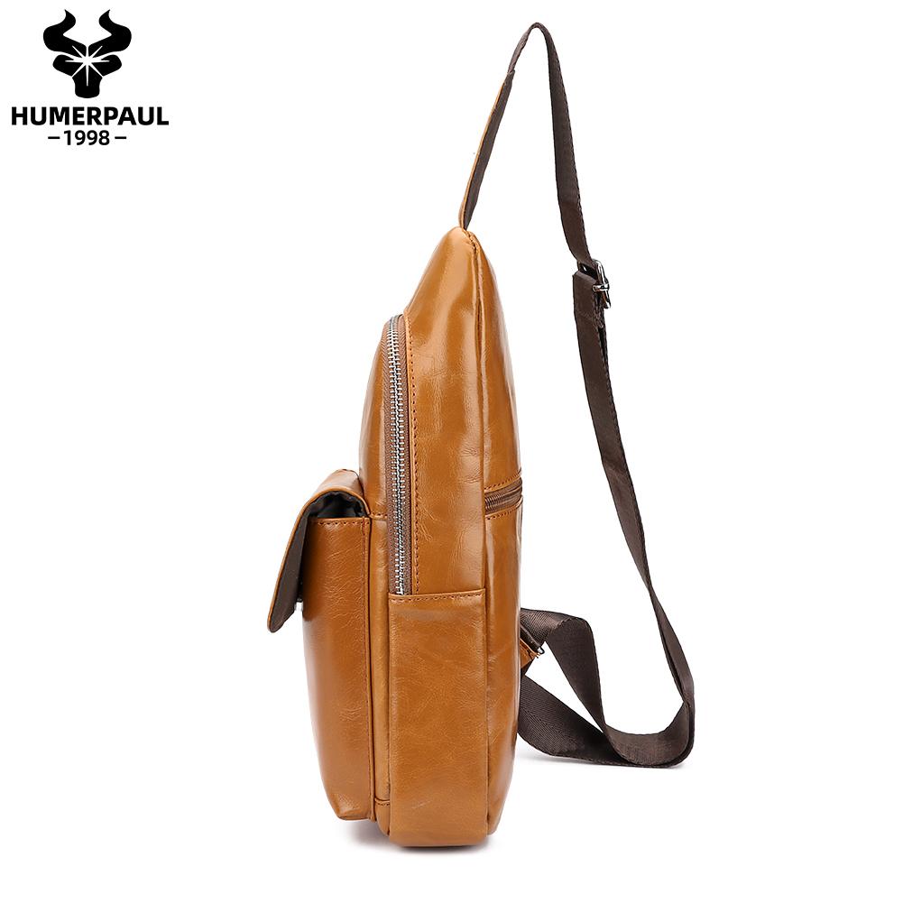 Humerpaul Мужская кожаная нагрудная сумка большой емкости для нагрудной сумки для мобильного телефона 30*17,5*8 см
