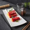 Solid Color Stone Pattern Ceramic Sushi Plate Irregular Long Strip Plate Sashimi Plate Dessert Dish Molecular Cuisine Tableware