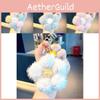 Cute Fluffy Flower Pom Pom Keychain Adorable Plush Bag Charm Creative Colorful Accessory