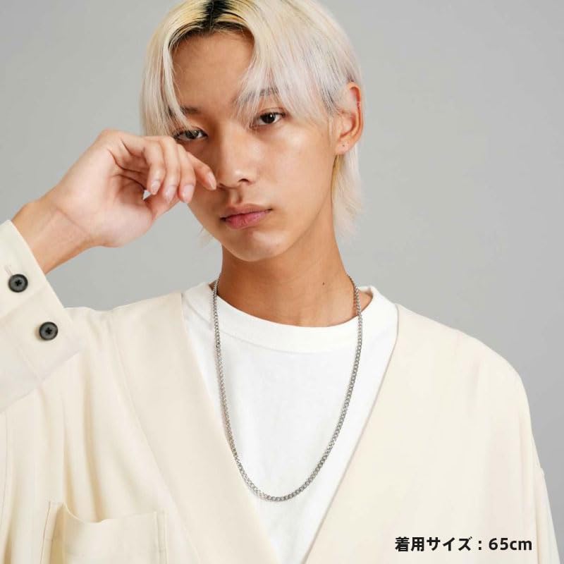 Тонкая цепочка из хирургической стали с фирменной подвеской [Lionheart], кихэй, 55 см, сталь, мешочек, мужская (55см)