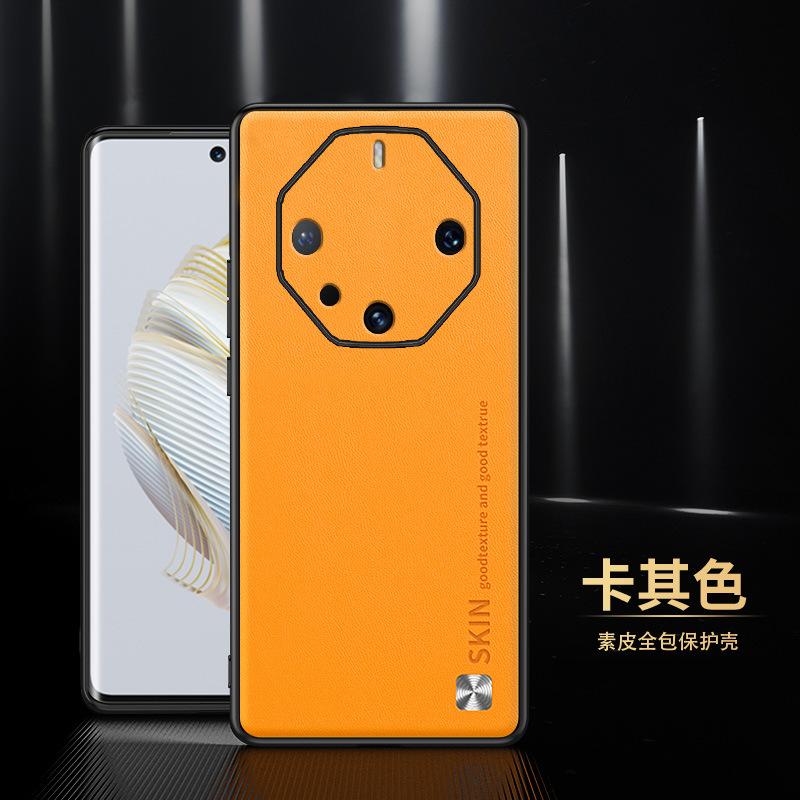 Применимо к чехлу для мобильного телефона Huawei mate60RS, чехол-книжка с защитой объектива, квадратный, однотонная кожа, мягкий чехол, противоударный защитный чехол, узор CD, оптовая продажа