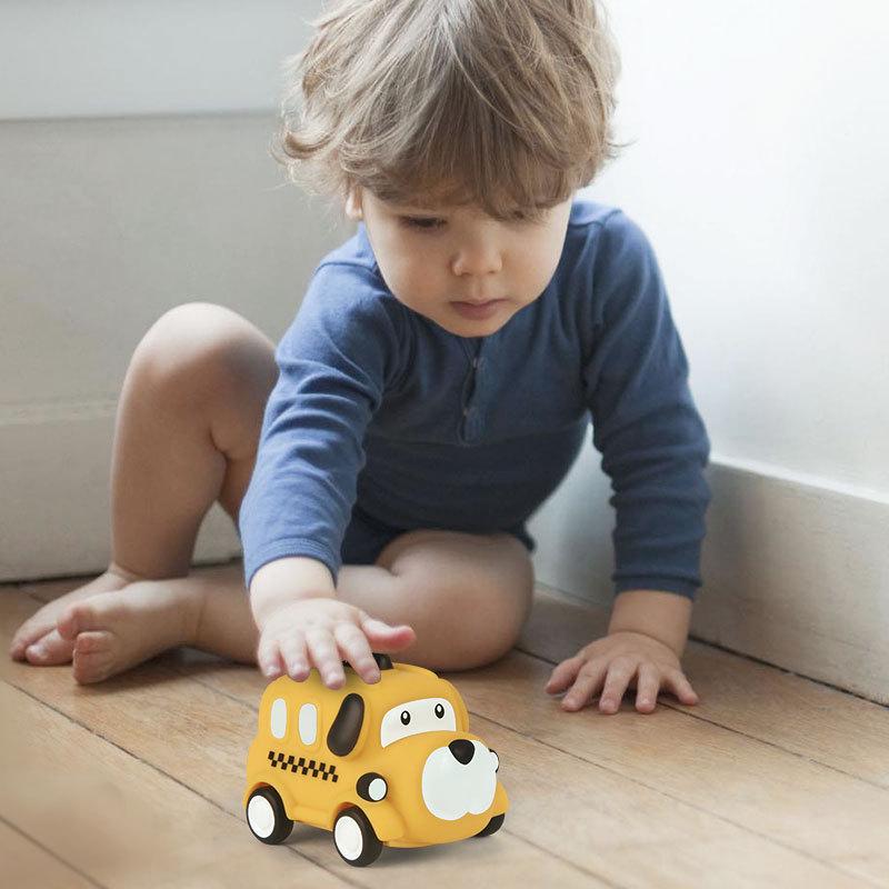 Children's Dinosaur Inertia Toy Car: Soft Rubber, Chewable, Fall-Resistant, Vinyl Cartoon Animal Design