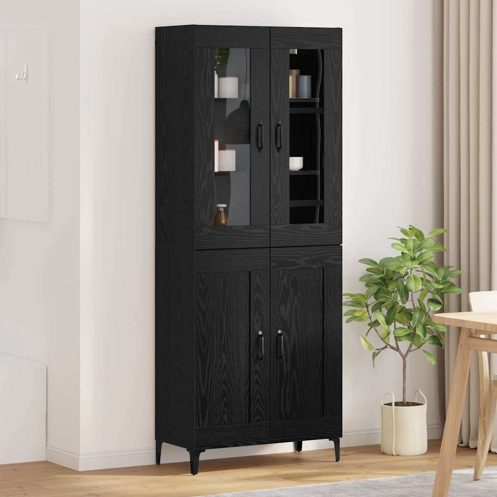 Highboard Black Oak Effect 69.5 x 34 x 180 cm Particleboard