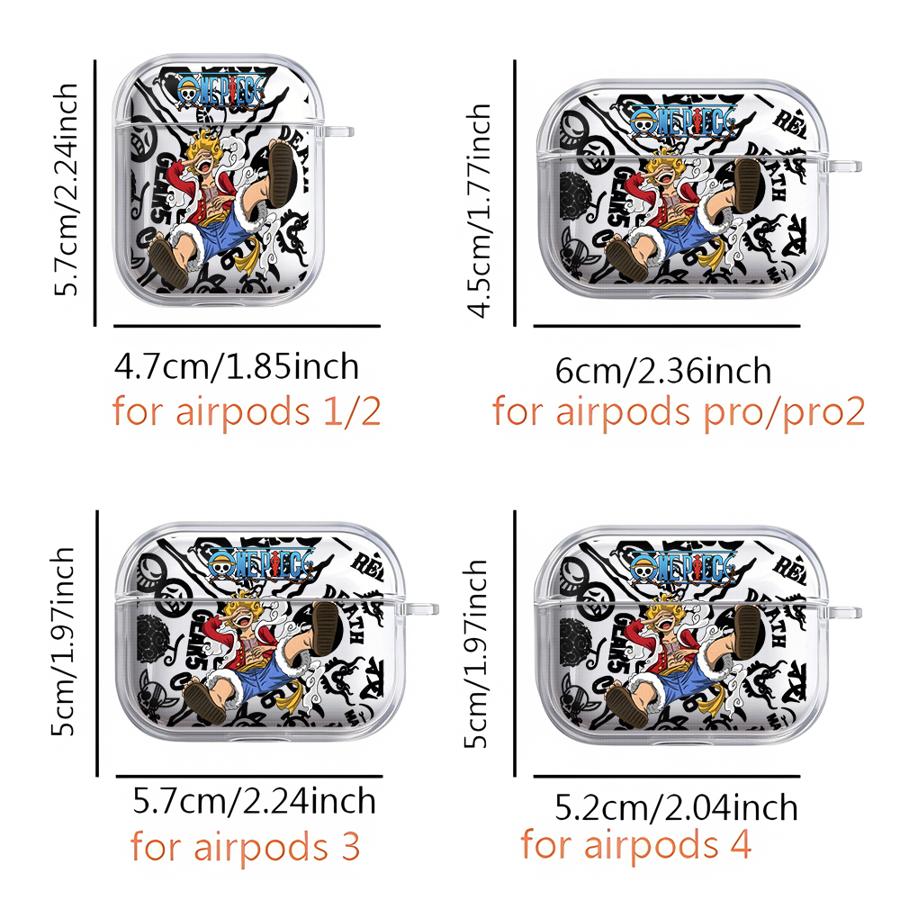 Case For Airpods 1 Pro2 Pro3 4 Pro 3 2 Clear Earphone Cases Cover O-One P-Pieces L-Luffy