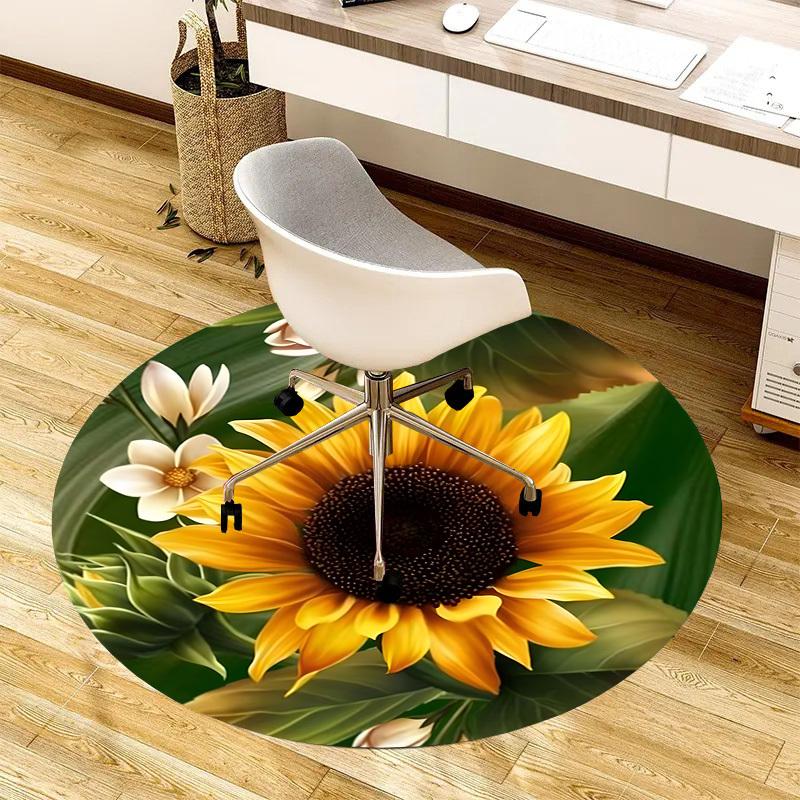 1pc Office Carpet Chair Mats Sunflower Garden Bloom Nature Artwork Perfect for Decorating Office Chairss, Or Bedrooms.YDT351