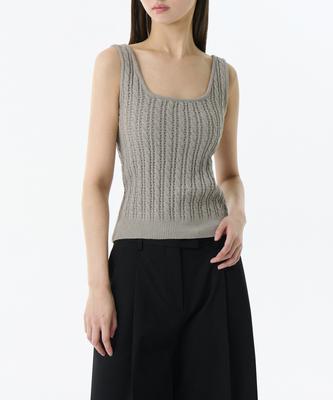 MUSINSA STANDARD WOMAN Женский безрукавный топ крупной вязки косами [Светло-тепло-серый]
