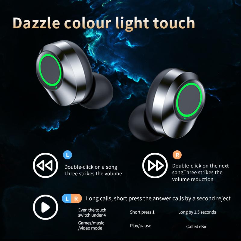 Новые Bluetooth 5.3 9D Зеркальные беспроводные Bluetooth-наушники TWS HiFi Smart Digital Display In Ear Спортивные наушники Игровая гарнитура с низкой задержкой