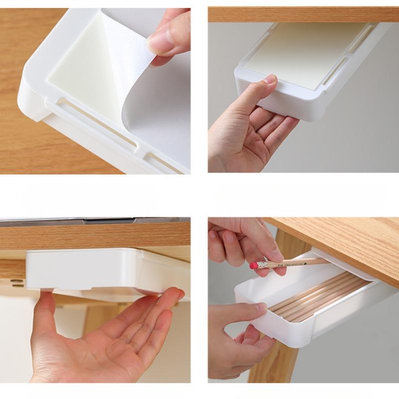 Undertable Sundries Storage Drawer Office Small Items Pen Organizer Plastic Bins Home Stationery Storage Boxes Hidden Shelf