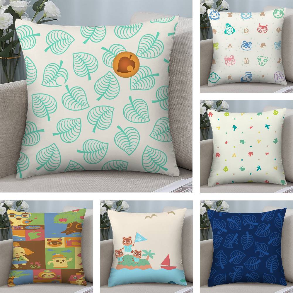 Game Cute A-Animal C-Crossing Pillow Case Short Plush Double-sided Print Square Throw Pillow Covers Sofa Home Cushion Decor
