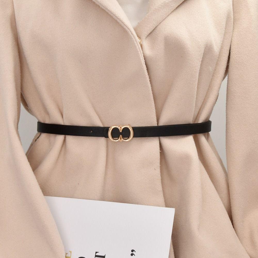 Luxury Design Leather Belt Versatile Waist Strap Fashion Metal Slide Buckle Belt
