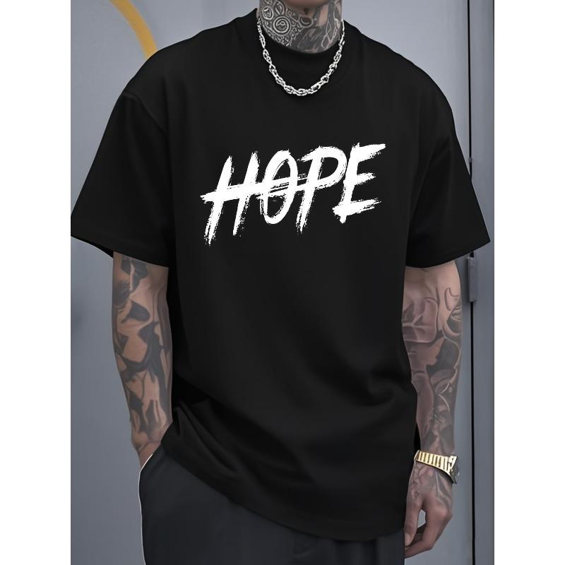 Мужская футболка с узором HOPE - Мягкая эластичная ткань, Топ для фитнеса, Повседневная одежда - Дышащий летний топ, Идеальный подарок для него