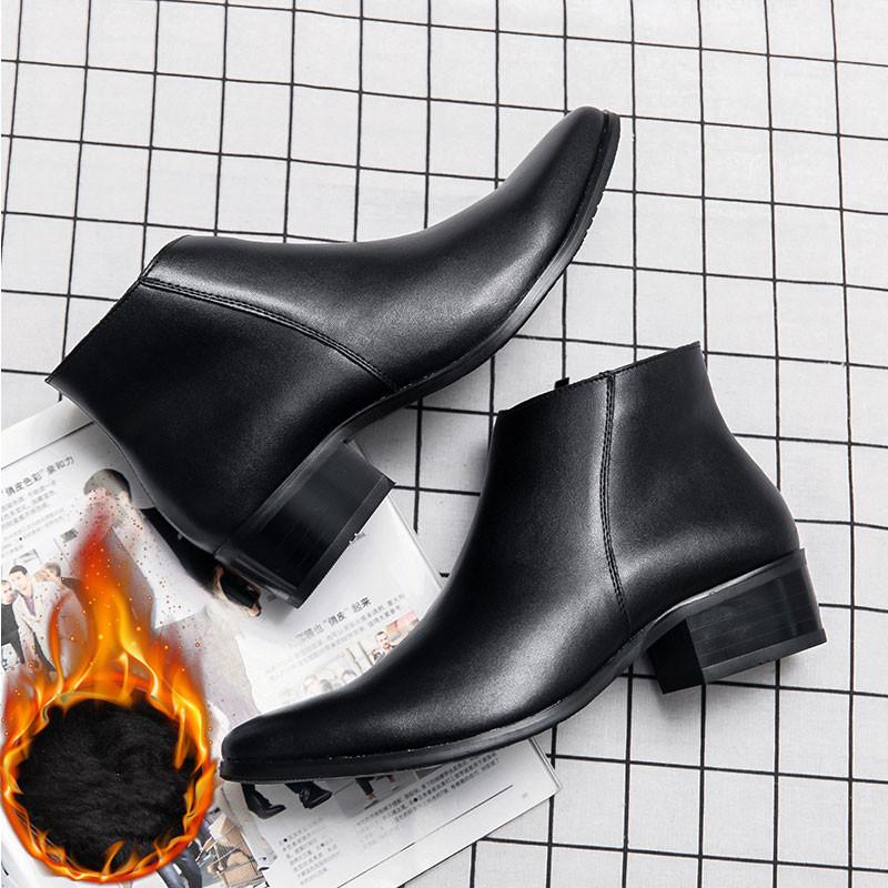 Зимние ботинки «челси», мужская обувь из натуральной кожи, мужские ботильоны, модная брендовая деловая мужская обувь, теплые ботинки «челси»