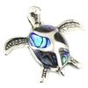 [Q7514] - Серебряный кулон ручной работы "Черепаха" синий серебряный перламутр - 19x18 мм