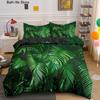 3D Printed Duvet Cover Set with Pillowcases Tropical Rainforest Bedding Set Green Tropical Plants Leaves Printed Bedding Set