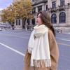 Однотонный шарф Женский зимний утолщенный шарф из искусственного кашемира Новый мужской платок Шерстяной кашемировый шарф