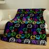 Colorful outlines of crewmates, hats, and bones on a black background. for all seasons blanket lunch break throw gift
