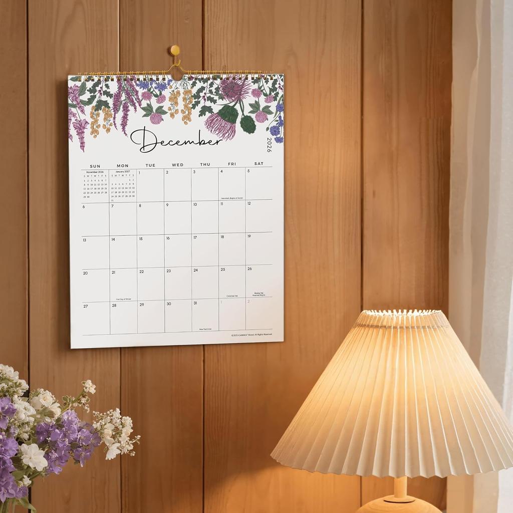 Wall Calendar 2026 - Cabbrix Calendar Runs from January 2026 Until June 2027 - The Perfect Space Floral Calendar Planner for Easy Organizing 14-1/2"