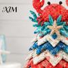 Portable Craft Kits for Travel 2PCS DIY Quilted Sewing Christmas Tree Kit, Whale+Crab/Turtle+Octopus Marine Theme, Artistic Party Activities Kids Easy
