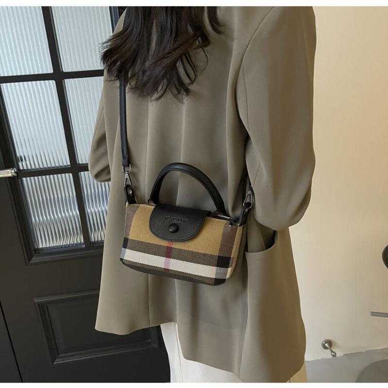 2024 Ретро Британская Клетка Мини Сумка-Кроссбоди Пельмень