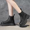 Женские осенне-зимние бархатные ботинки из толстой коровьей кожи на толстой подошве, женские 2025 новые ботинки-чулки с коротким голенищем и толстым каблуком
