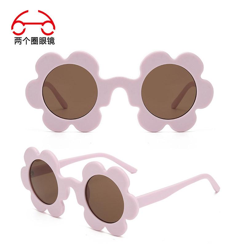 Two circles, metal hinge color sunflower sunglasses adult petal flower street shot cute sunglasses