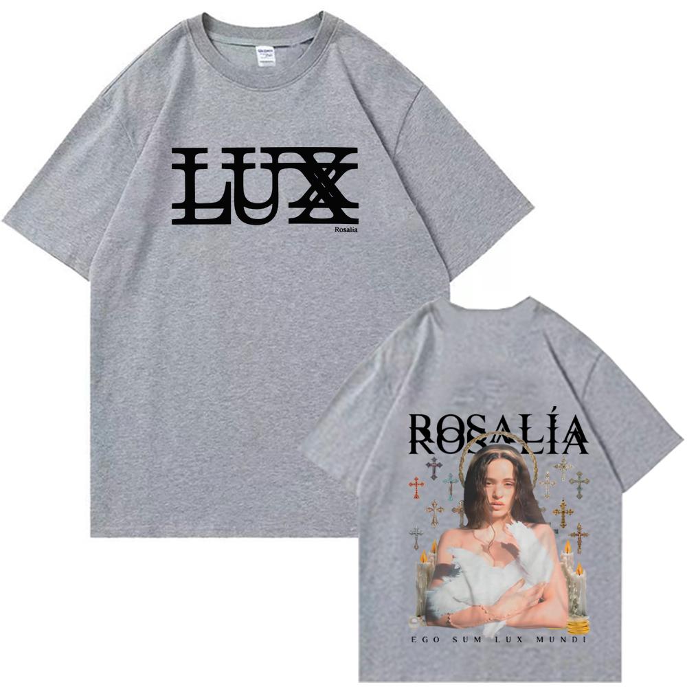 ROSALIA LUX тур Футболка 2026 ROSAIA Такая же, как на официальном сайте Высококачественная футболка Оверсайз Хлопок Харадзюку Круглый вырез ФУТБОЛКИ