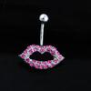 Сексуальные красные губы, пряжка для пупка, изысканная мода, инкрустация бриллиантами, губы, пупок, кольцо в пупке