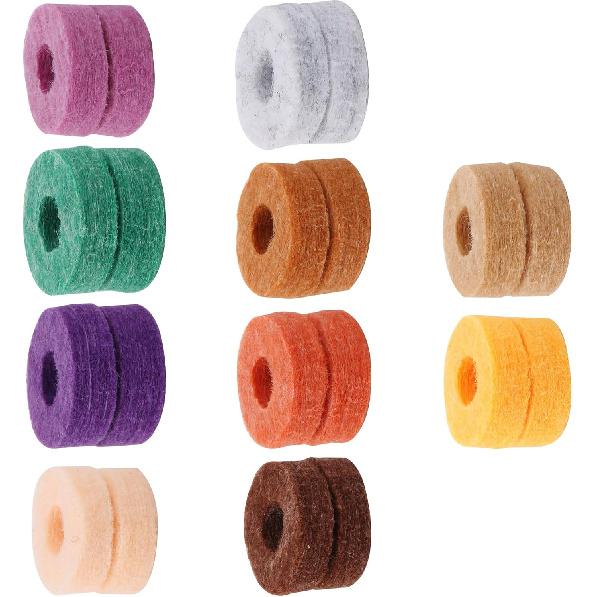 Sevender 20pcs Multicolor 2.5cm Drum Cymbal Felts Non-Slip Felt Cotton Pad Cymbal Replacement Accessories