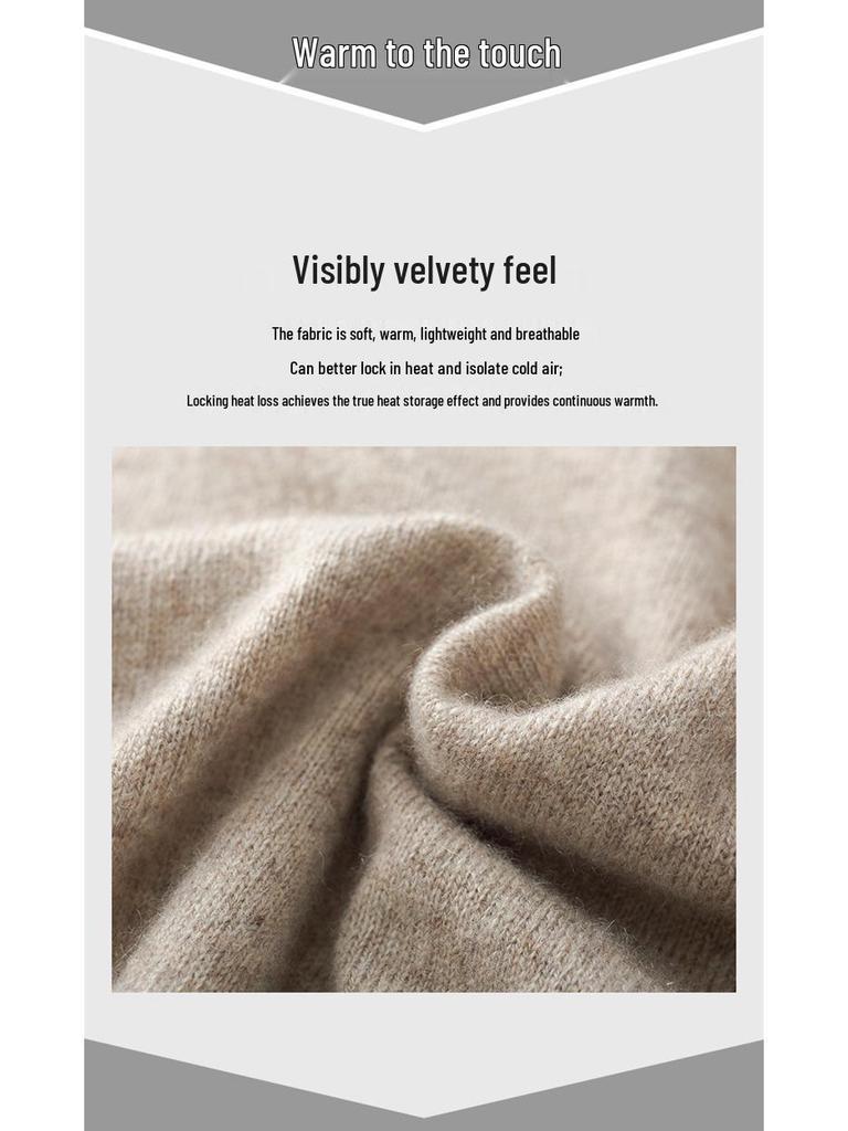 Men's 100% Pure Wool Half-Zip Sweater - Thickened Knit Base Layer for Autumn and Winter