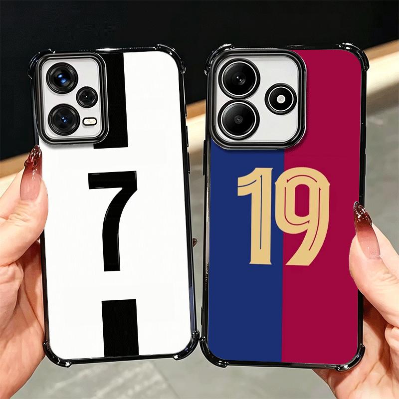 Чехол для телефона с покрытием Football Номер 7 10 19 для Xiaomi Redmi Note 14 15 Pro Plus 13 12 11 11S 11T 10 9S 9 5G Защита от падения Airbag Co