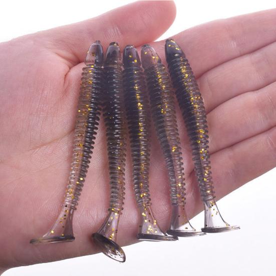 10/30/50Pcs Fishing Lures Soft Baits with T-Tail Vibrant Color Tear-Resistant Reusable Flexible Soft Artificial Lures Fake Baits