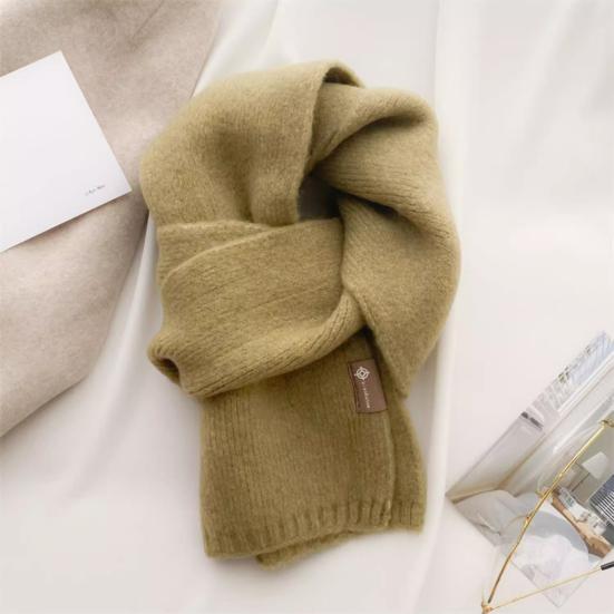 Unisex Fall Winter Scarf Knitted Thickened Solid Color Warm Soft Cozy Wide And Long Neck Protection Washable Women Men Shaw