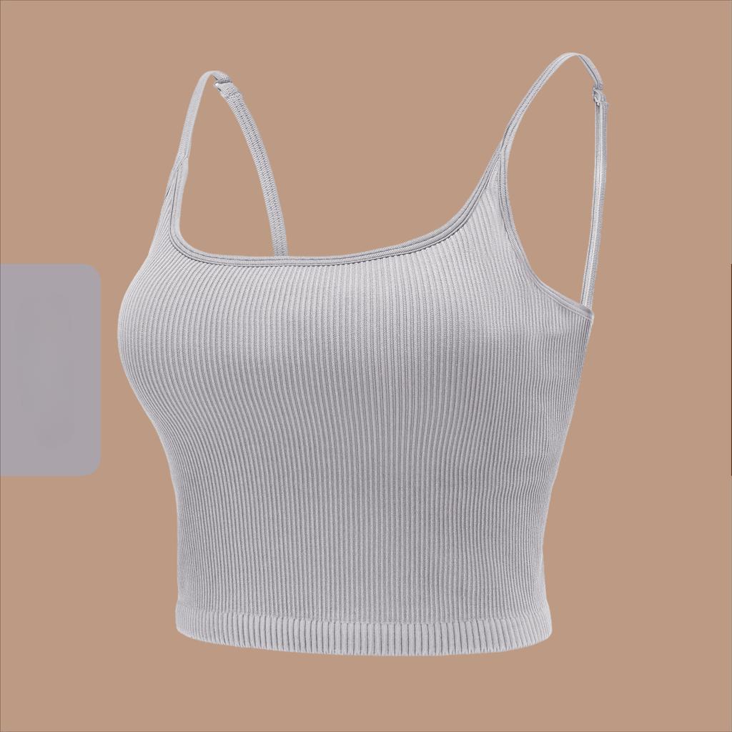 Women's Sports Underwear with Bra Pads Back Sling Sexy U-neck Thin Straps Yoga Tank Tops