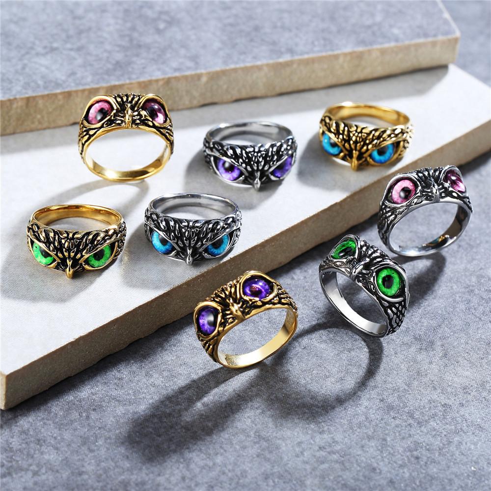 2026 Personalized Retro Halloween Owl Ring, European and American Jewelry Accessories Ring Gift
