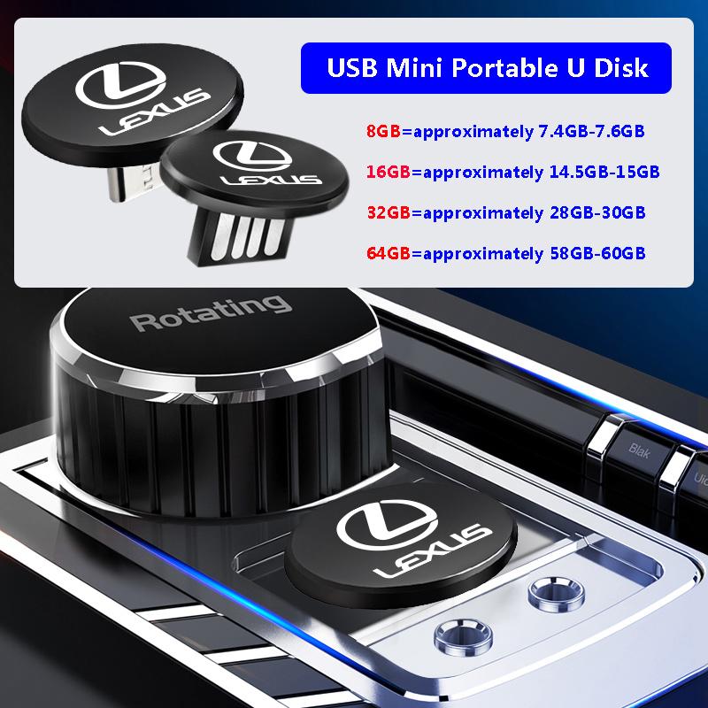 Автомобильный USB-накопитель Type C OTG 2.0 Micro USB Флешка для Lexus FSPORT LBX NX RX 350h 450h ES UX 300e GS GX IS LS LX CT