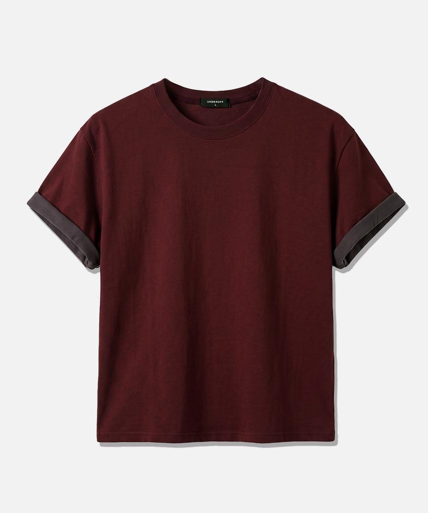 UNDEROFF [2Pack] Roll-Up Sleeve Crop Short Sleeve T-Shirt