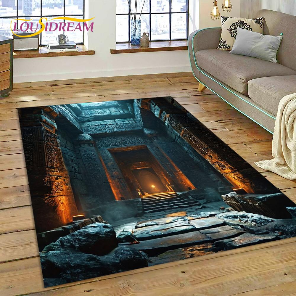 3D Ковер-иллюзия Ворота Храма Бога для Гостиной, Спальни, Дома, Декор Дивана, Ковер для Игровой Зоны Детей, Нескользящий Коврик